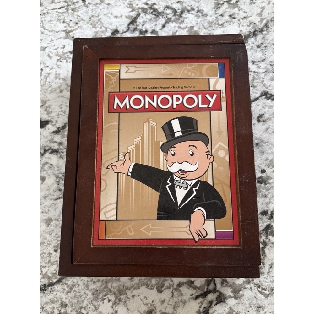 Monopoly Vintage Game Collection Wooden Bookshelf Box Set 2009 Complete